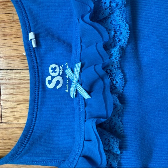 Blue Lace Trim Tank Top | SO Juniors Large Cami Y2K Layering - Picture 6 of 7